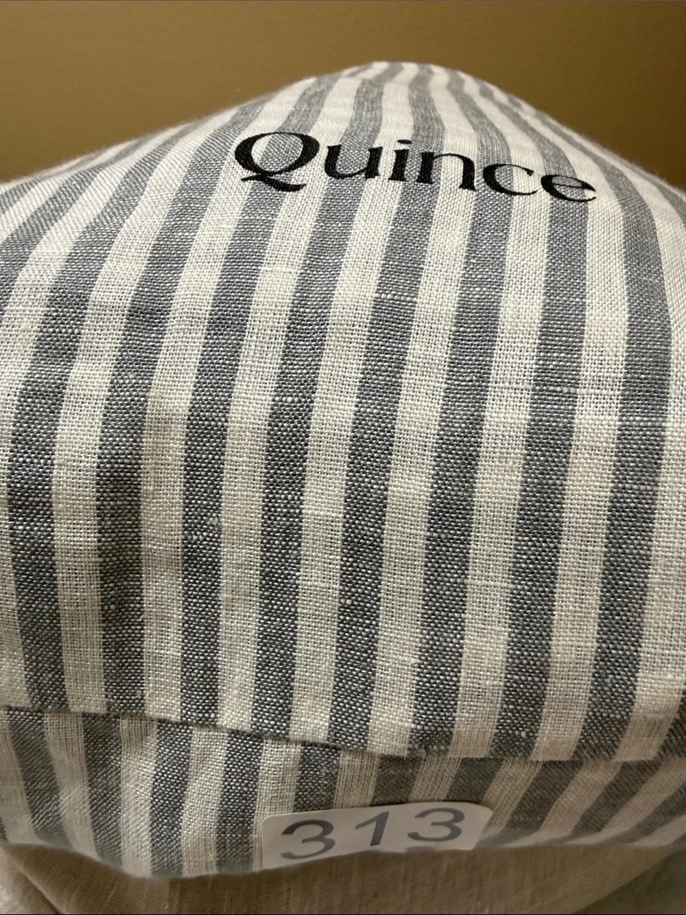 European Linen King/Cal King Grey and White Striped Duvet Set - Retail $224